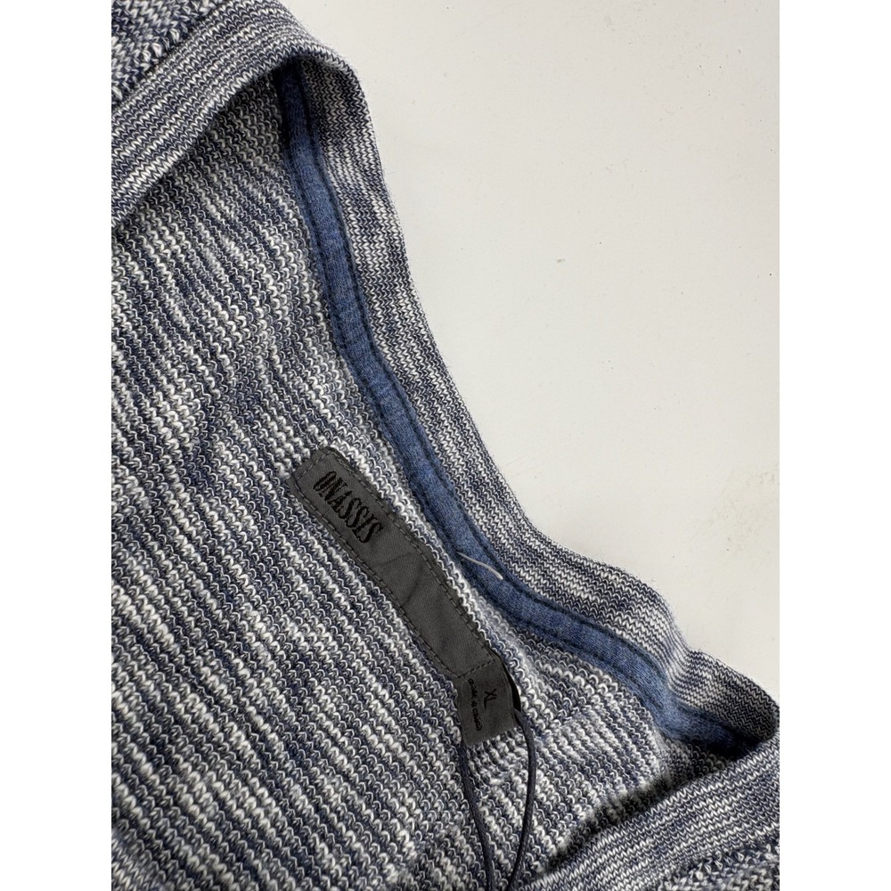 Onassis Mens Ribbed Trek Crew Cotton Jacquard Long Sleeve Blue Shirt XL - Picture 4 of 7